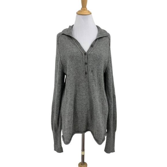 Peruvian Connection Sweater Womens L Large Gray Soft Alpaca Half Button *READ - Picture 1 of 16